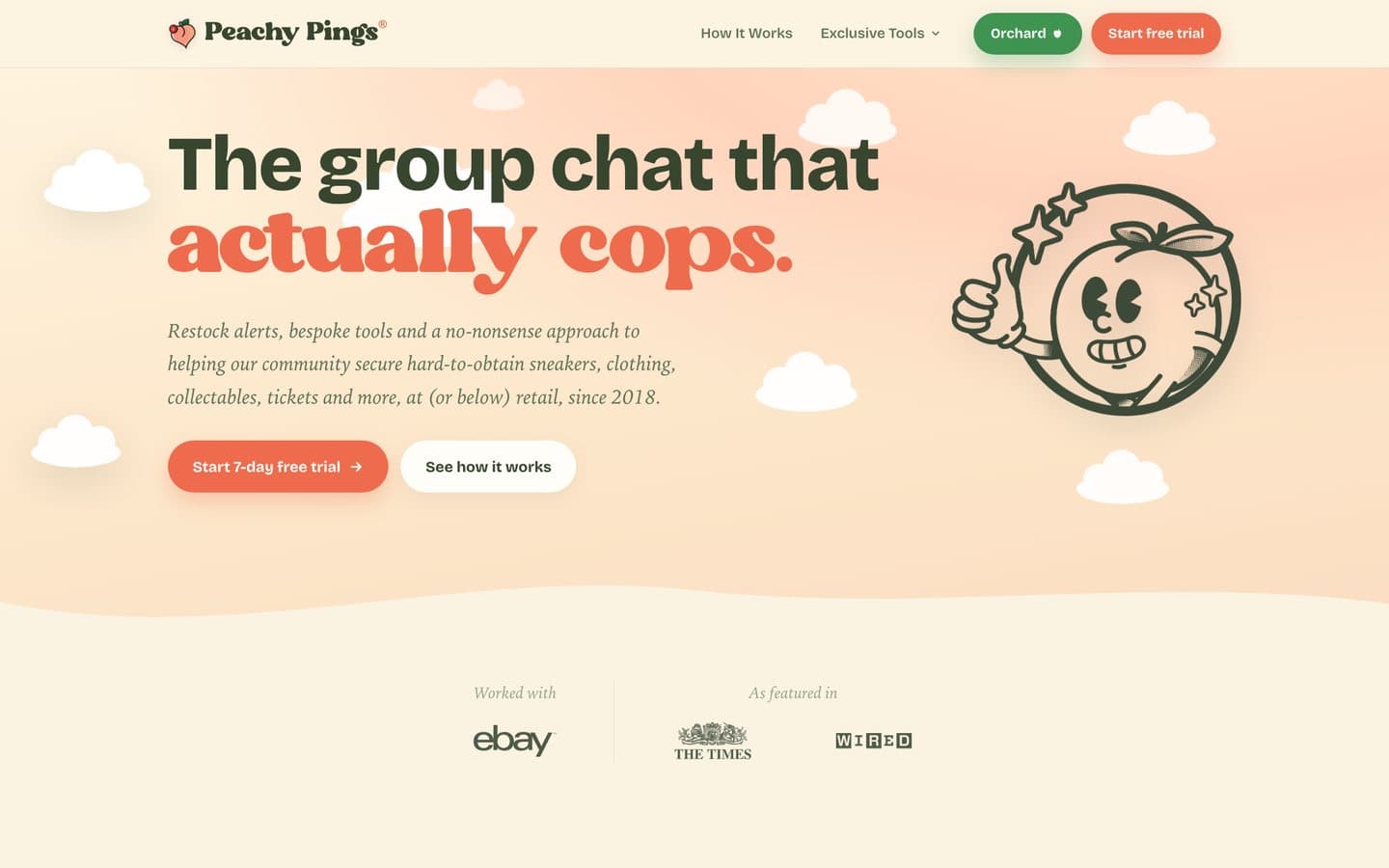 Peachy Pings website